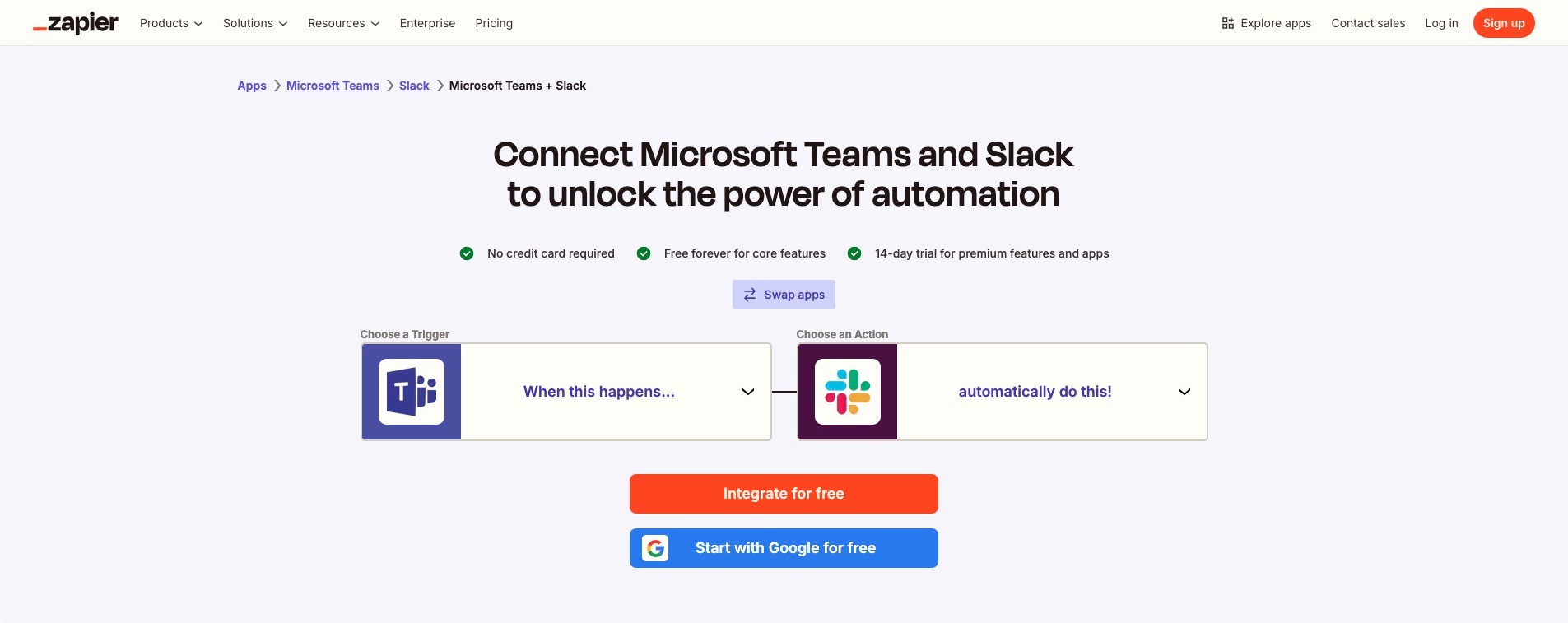 zapier to connect teams to slack