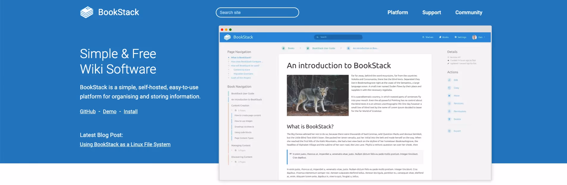bookstack free knowledge base softare