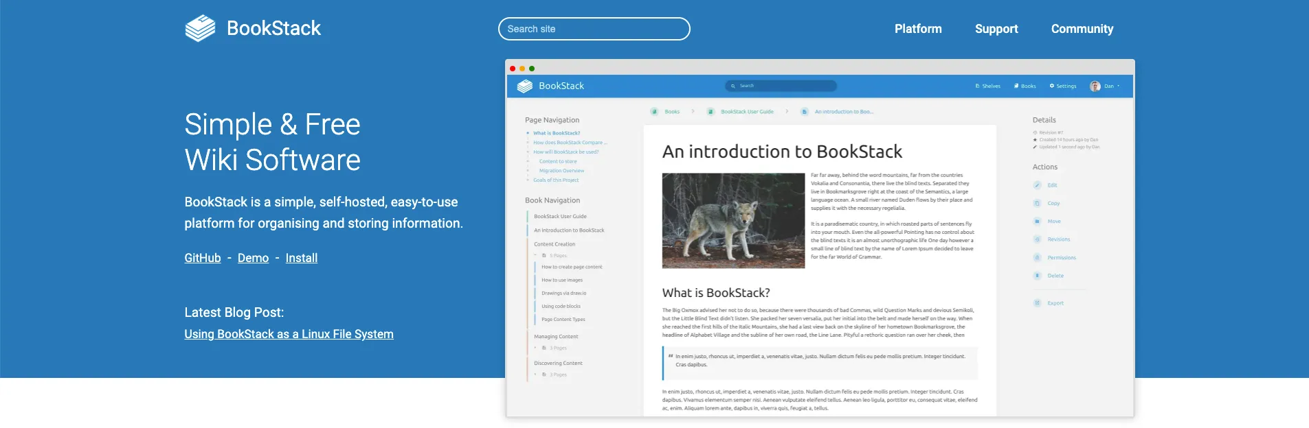 bookstack free knowledge base softare