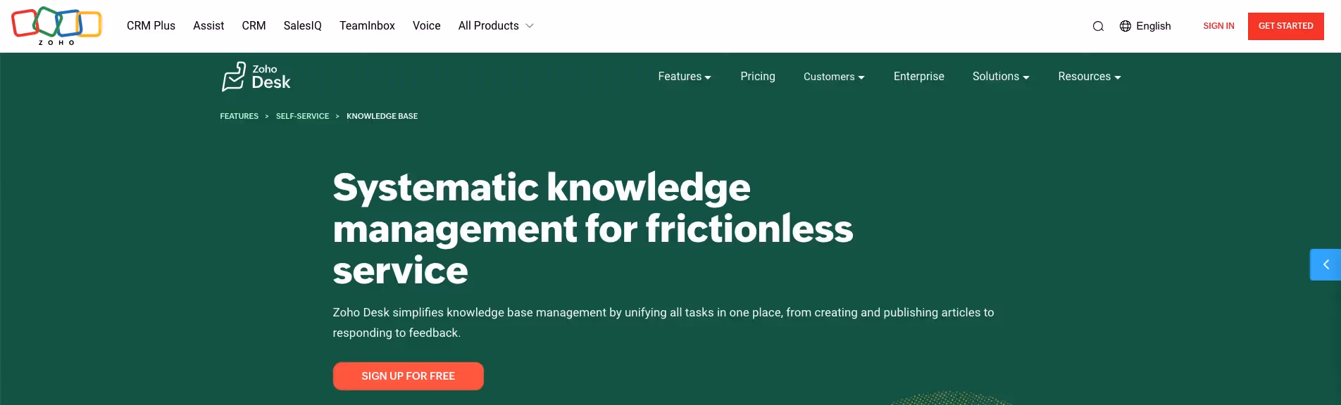 zoho desk free knowledge base softare