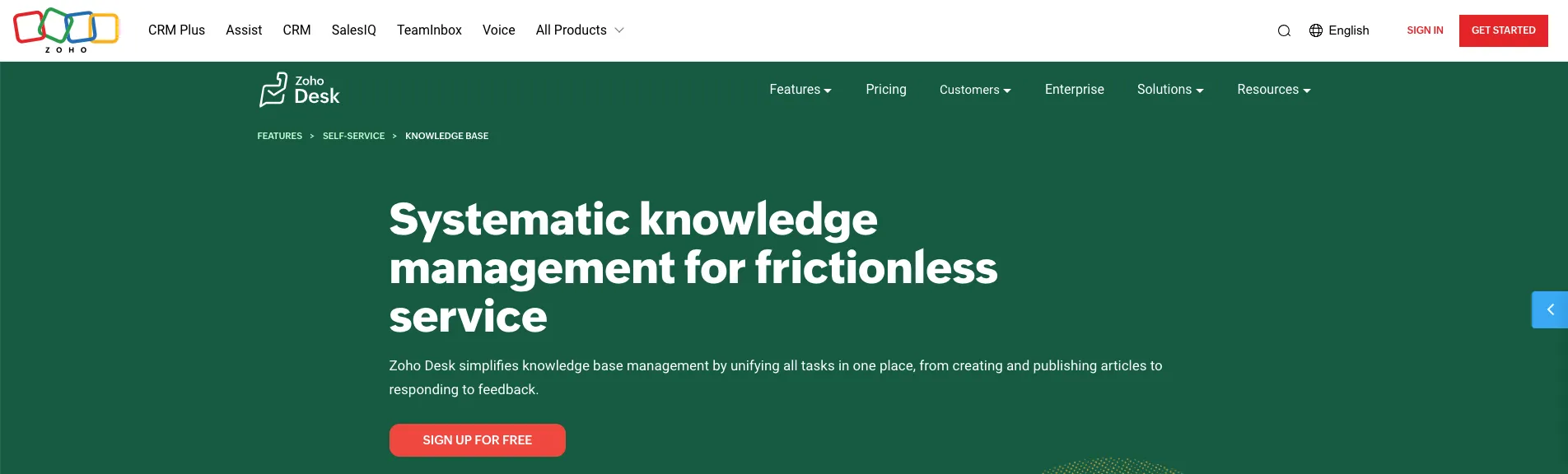 zoho desk free knowledge base softare