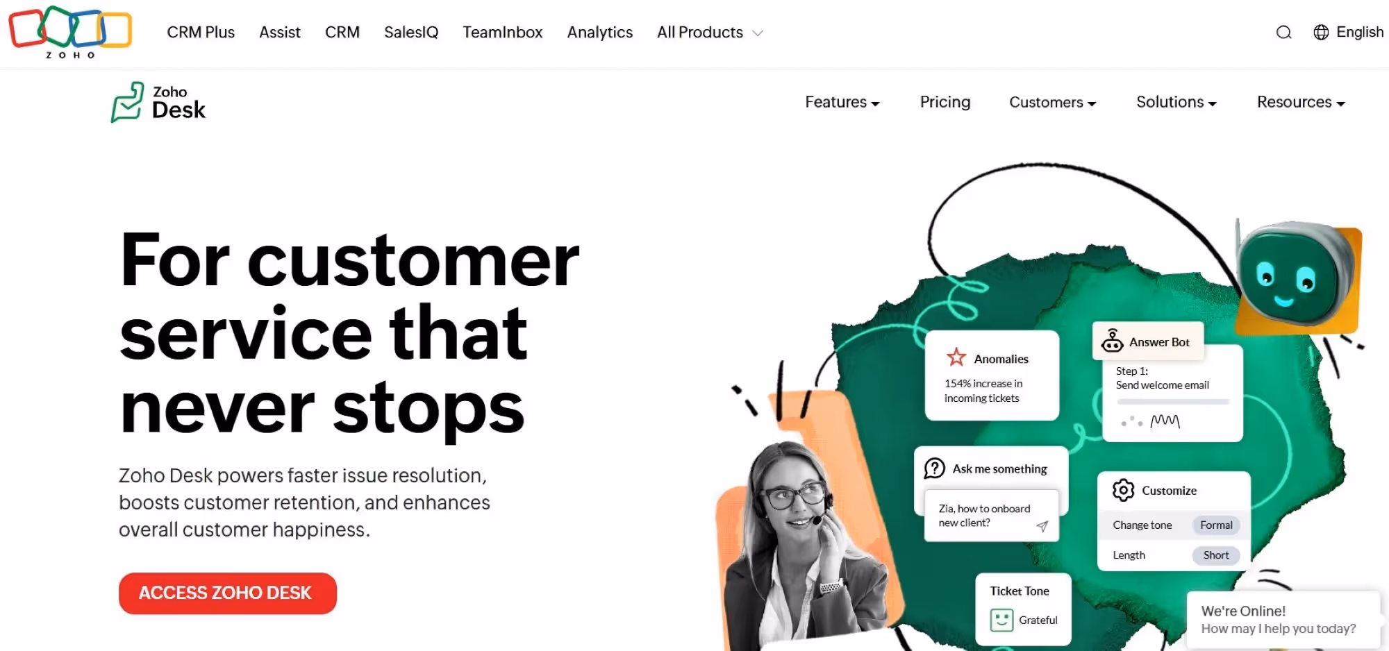 zoho desk help desk ticketing software