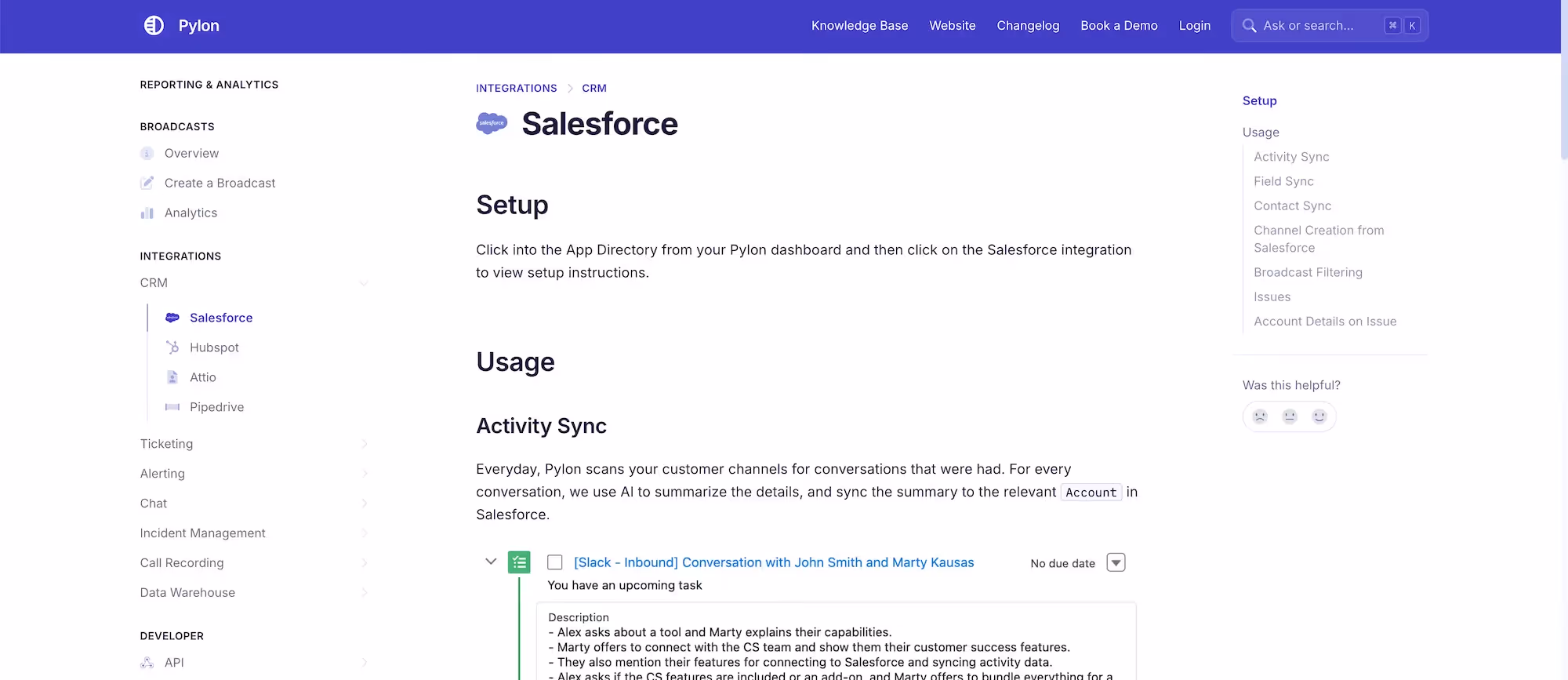 pylon salesforce integration