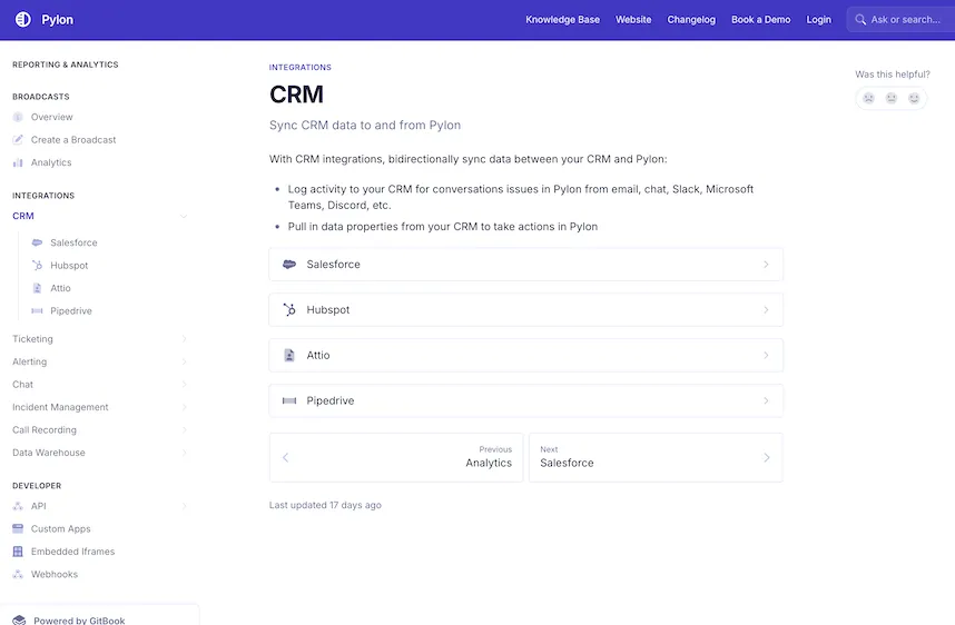 connecting crm to pylon help desk