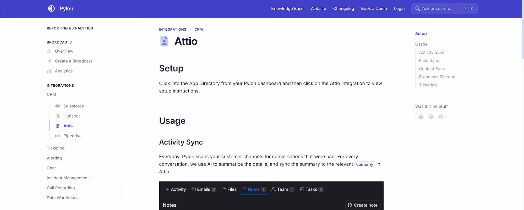 pylon attio integration