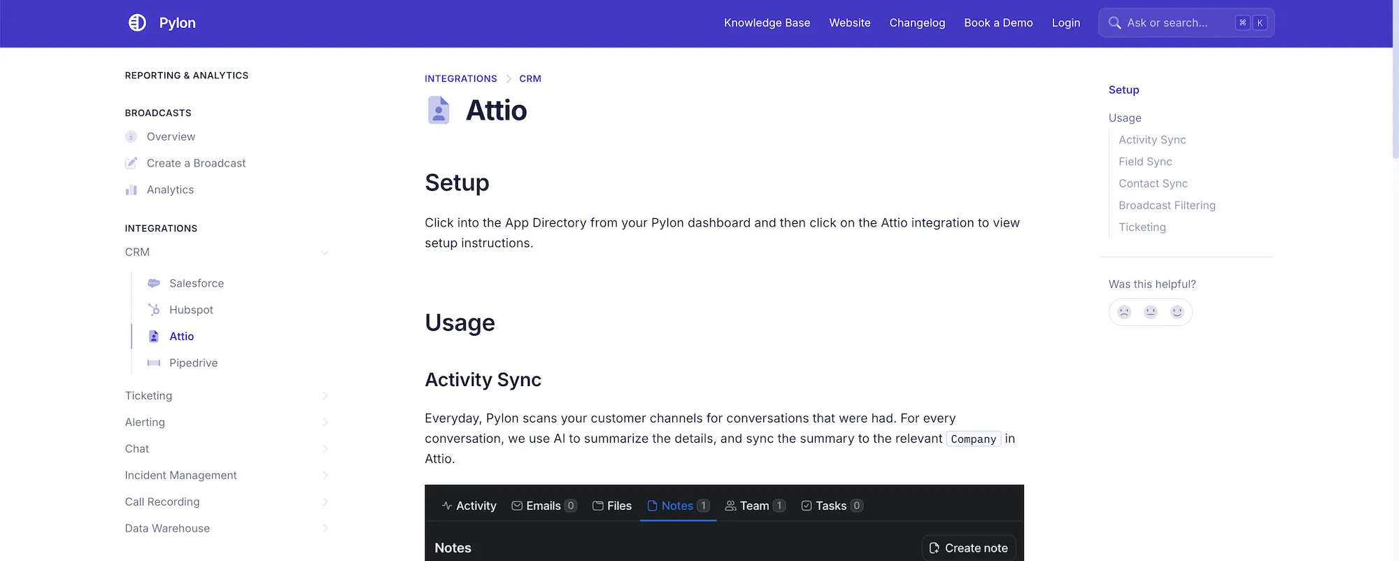 pylon attio integration