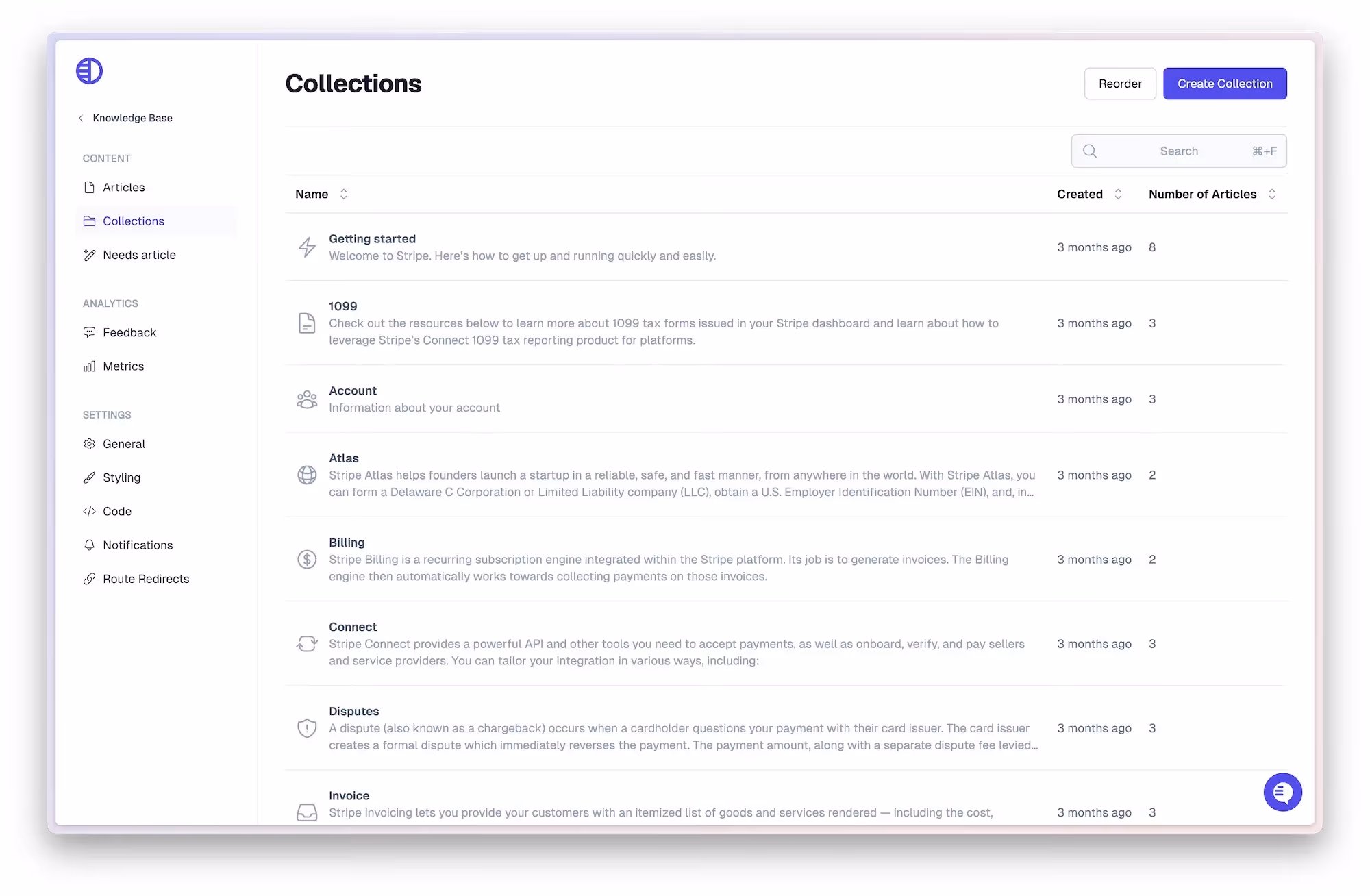 knowledge base settings backend