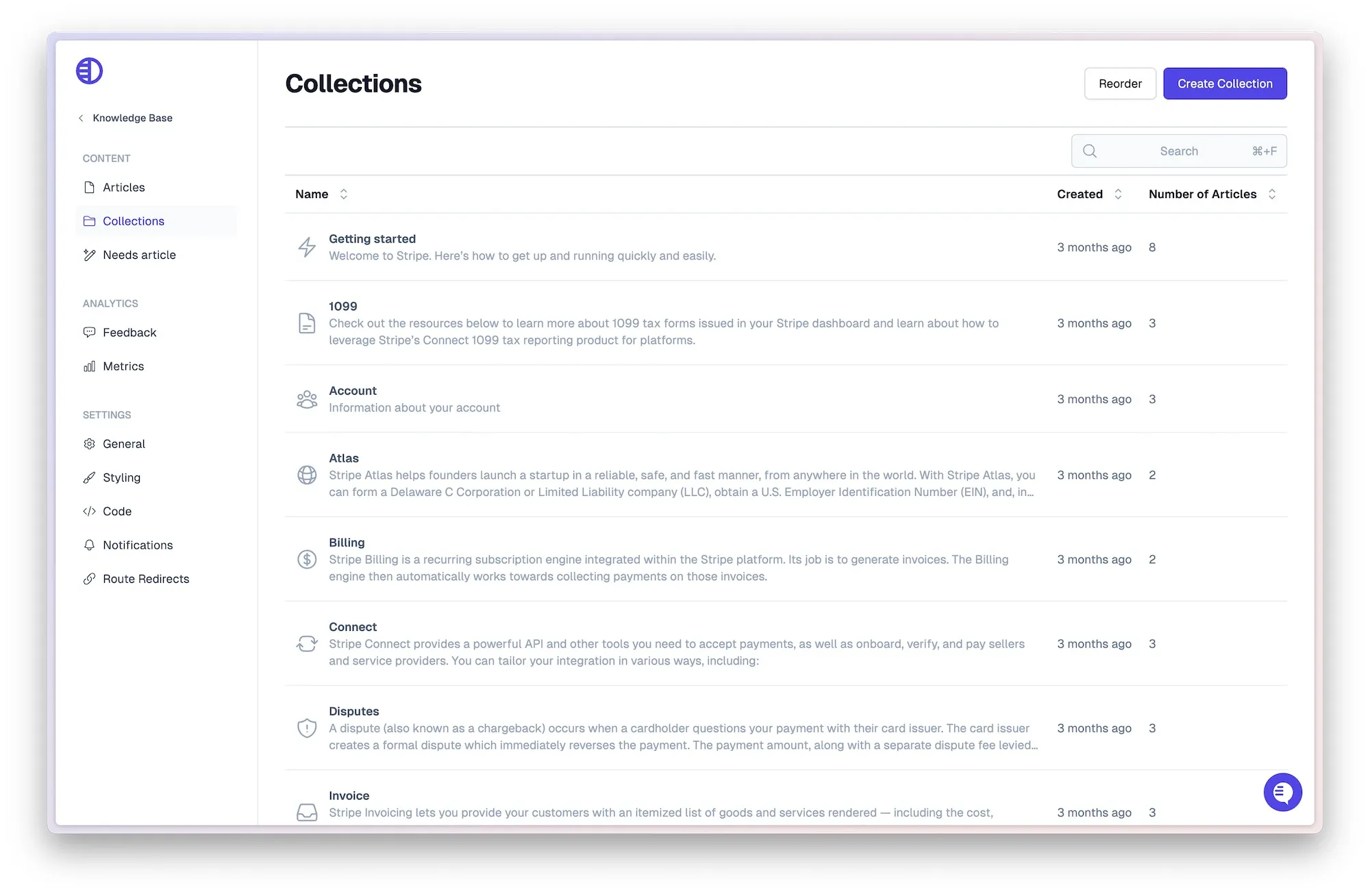 knowledge base settings backend