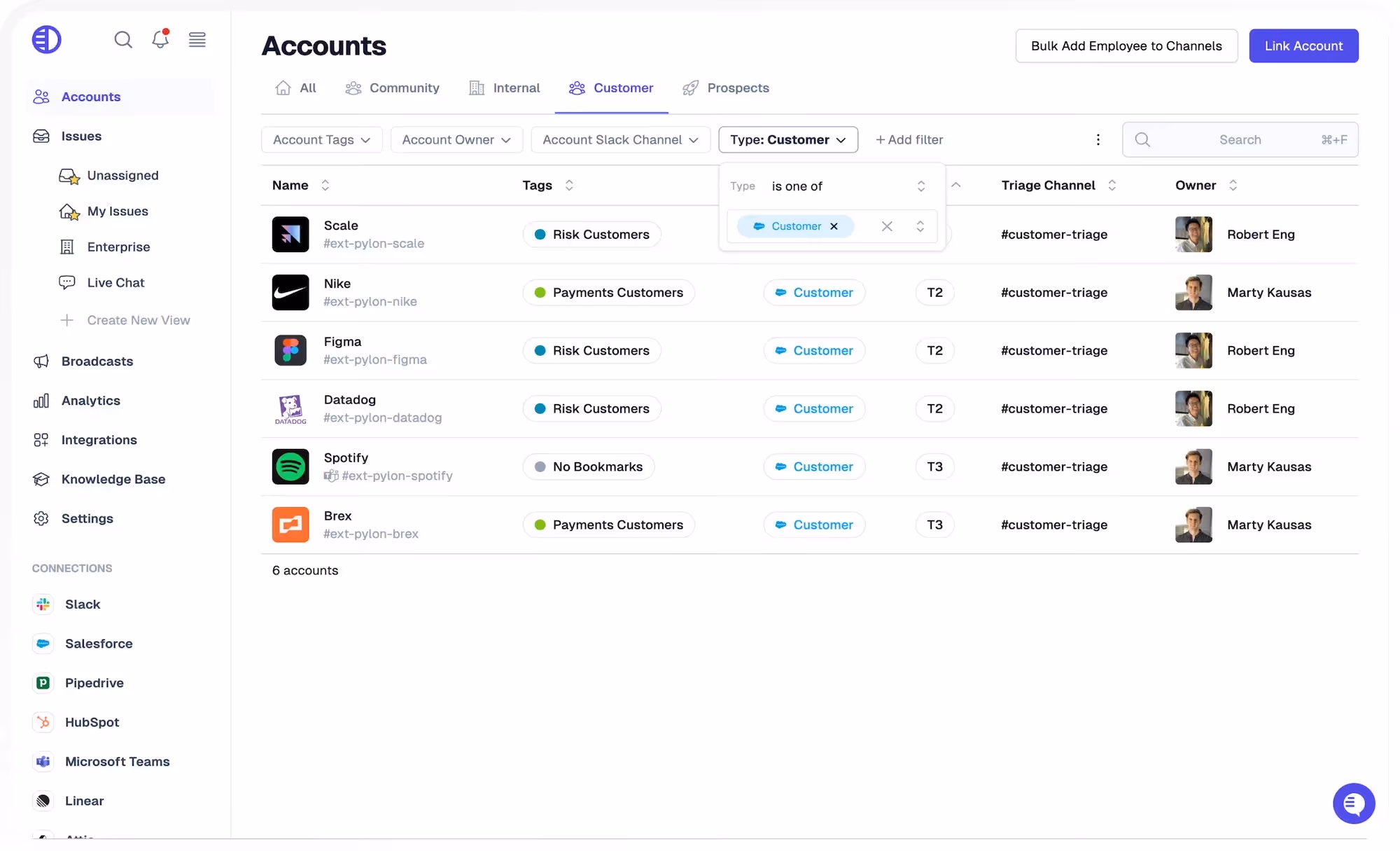 pylon accounts view