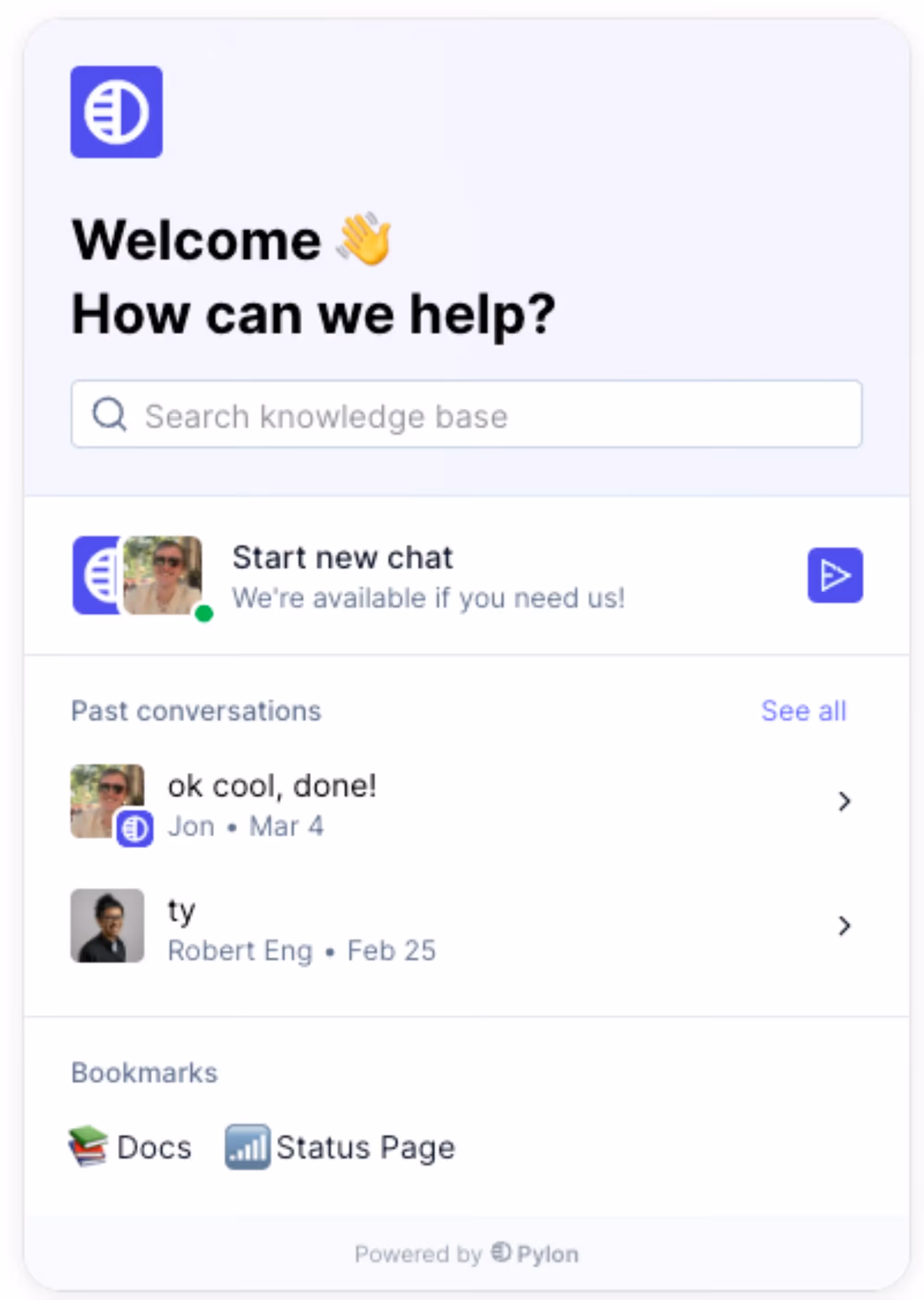 welcome message