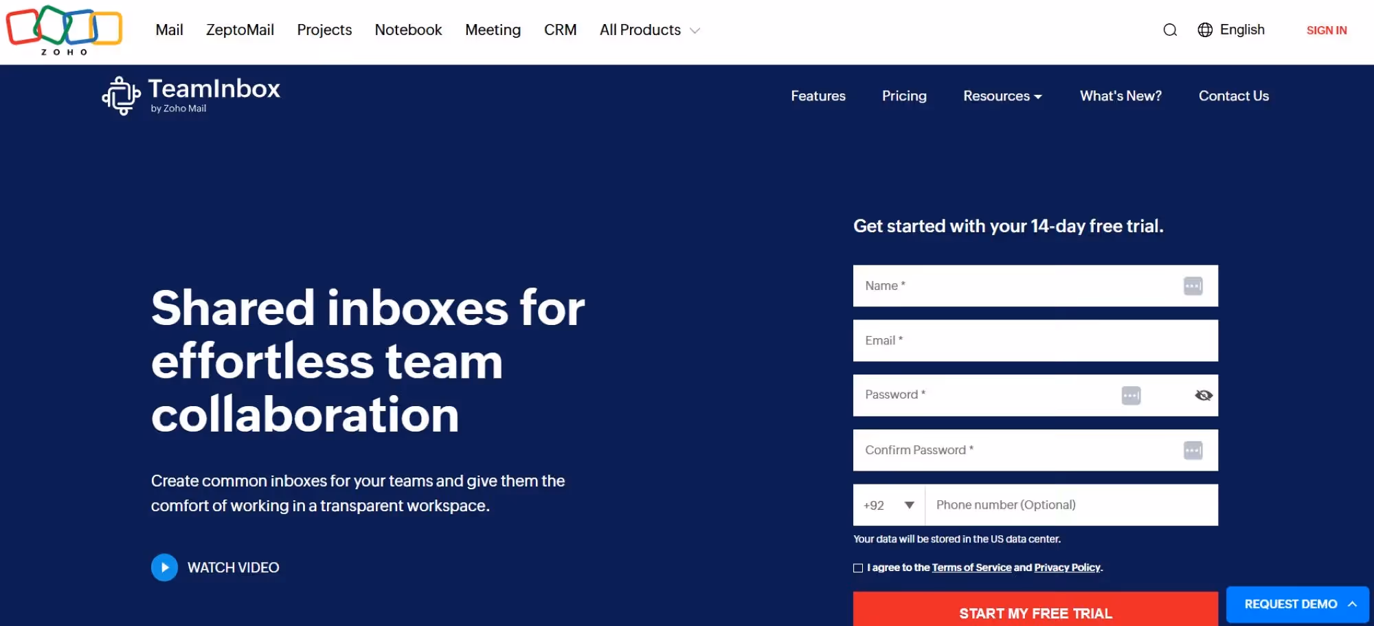 zoho team inbox