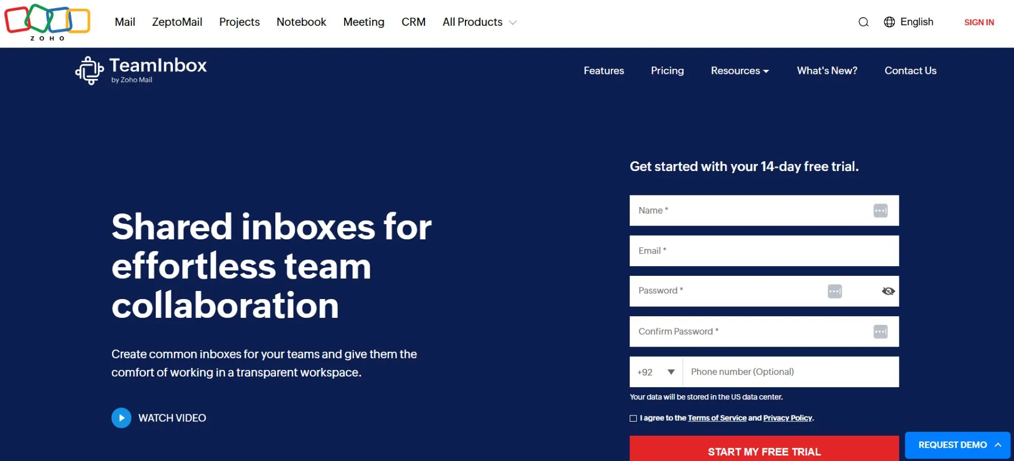 zoho team inbox