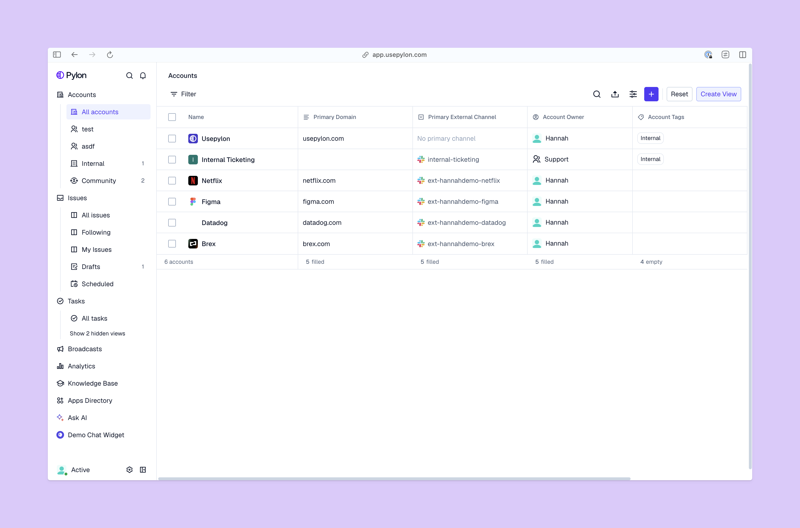 Accounts View from Pylon Platform