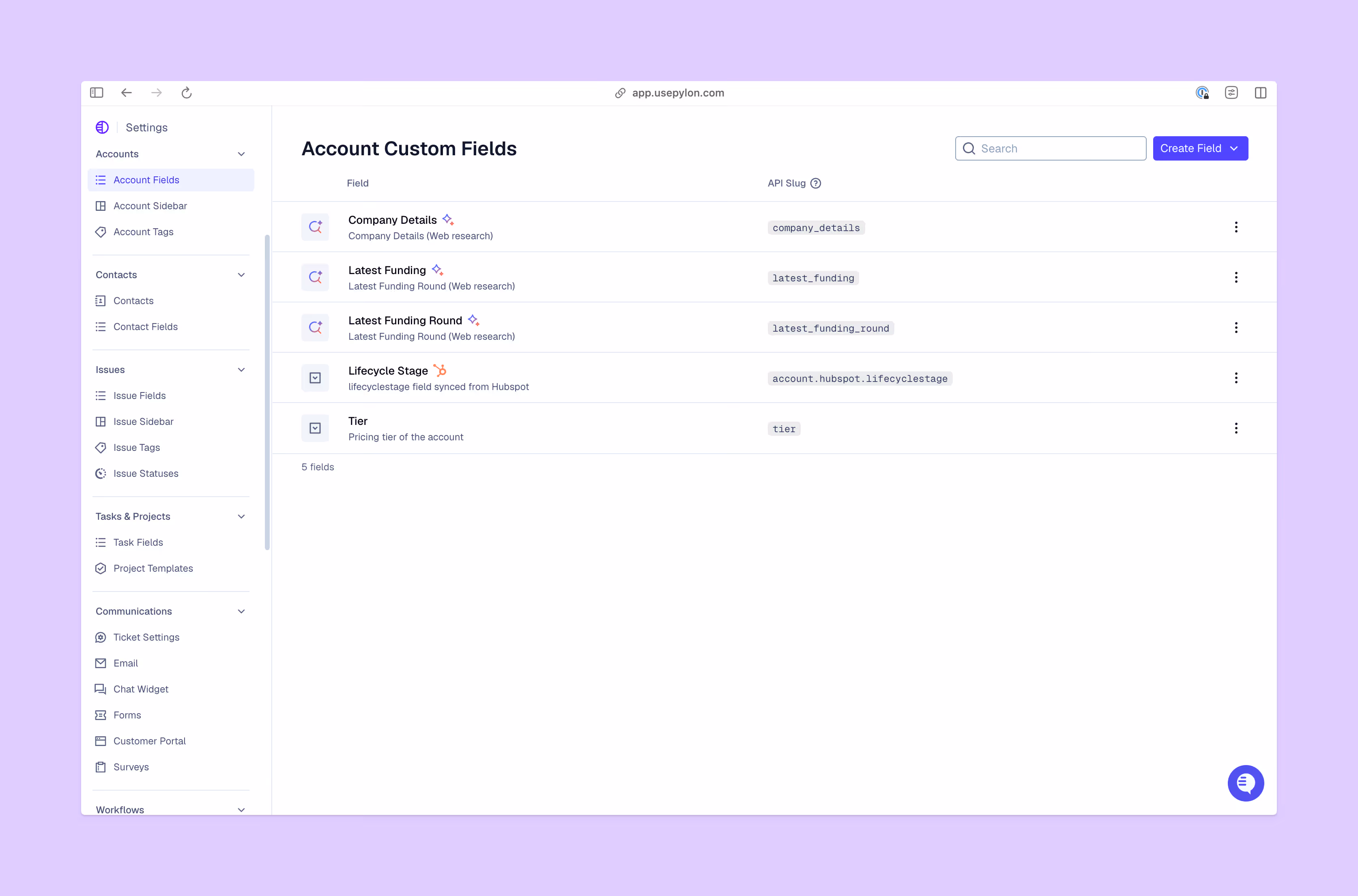 Account Custom view from Pylon