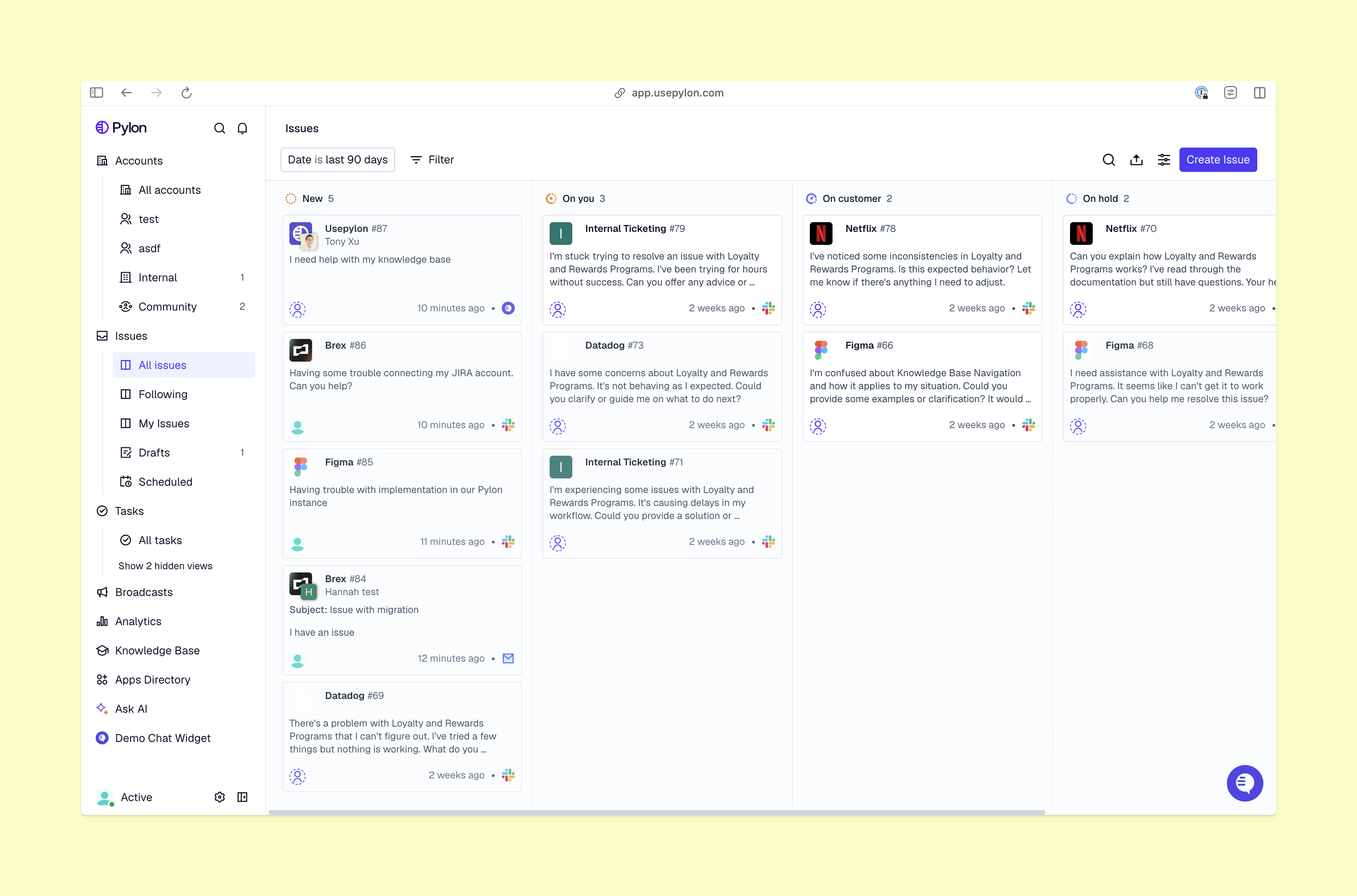 Issues view on Pylon