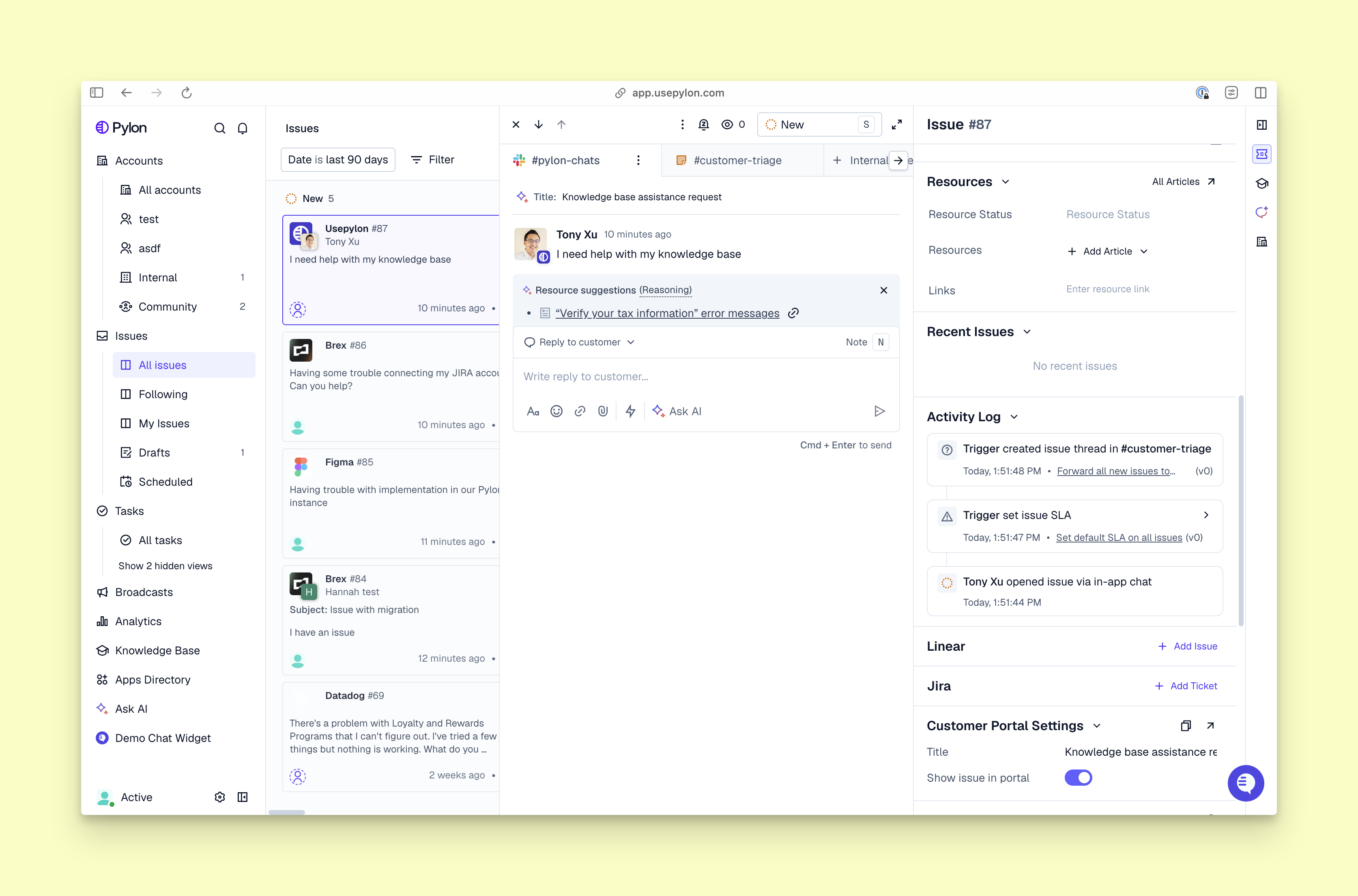 Single issue view on Pylon