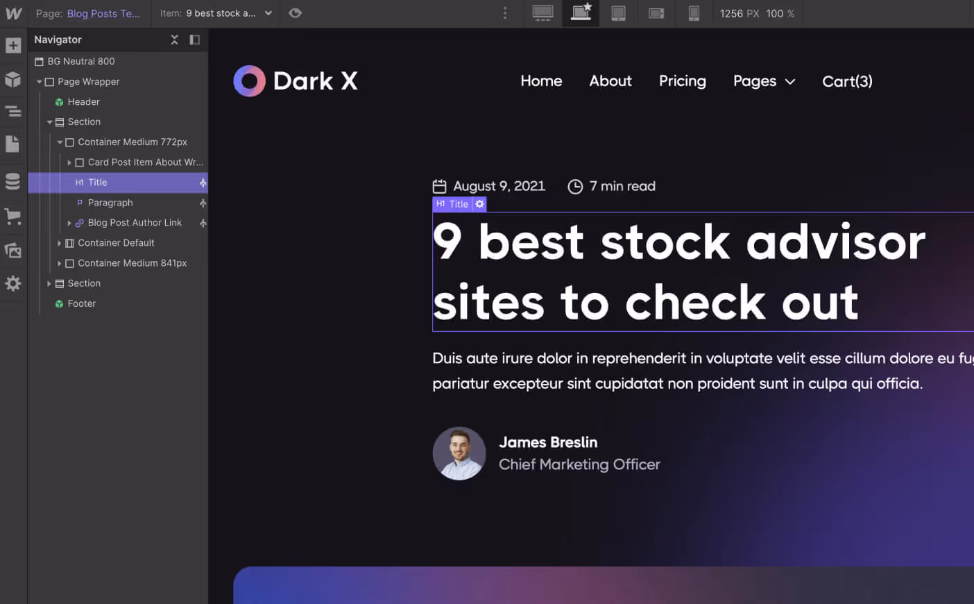 CMS Page - Dark X Webflow Template