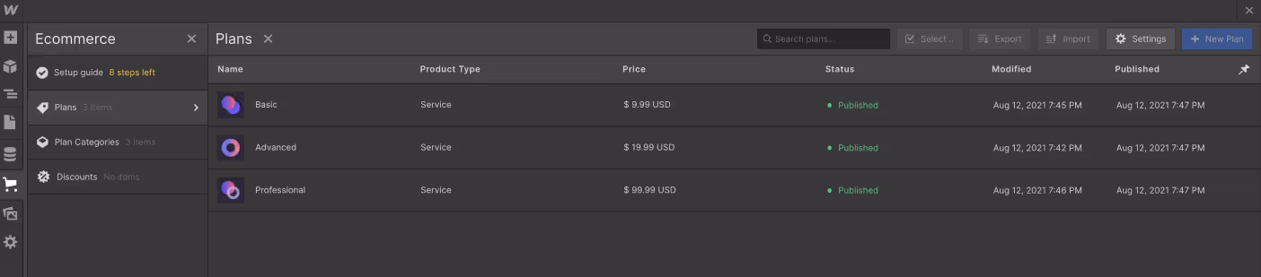 eCommerce Collection - Dark X Webflow Template