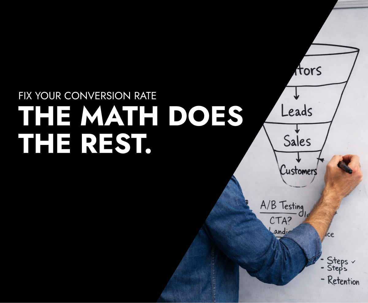 Fix your conversion rate, the math does the rest: B2B CRO guide thumbnail showing a hand-drawn conversion funnel diagram