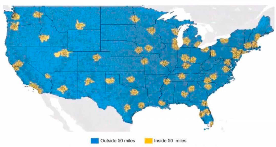 Areas in the United States that will be impacted by the Postal Service’s Regional Transportation Optimization (RTO) plan