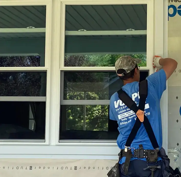 Energy-efficient double-pane windows installed by Volpe Enterprises.
