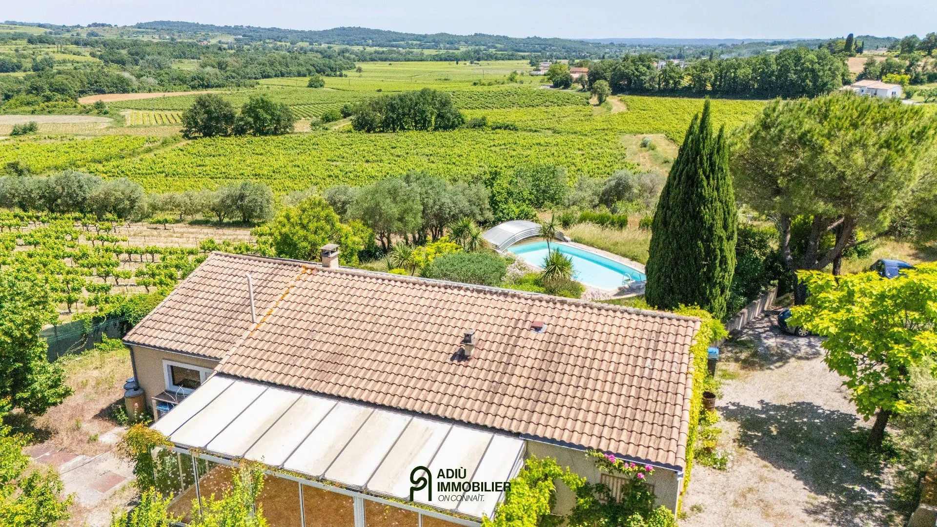 Secteur Vézénobres, maison de plain -pied de 124 m² avec vue dégagée