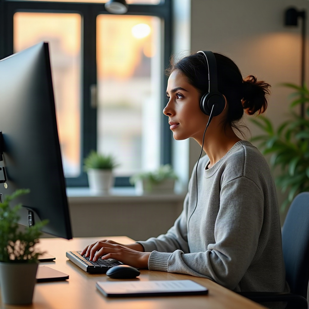 Agente de servicio al cliente revisando una conversación en el módulo de Atom dentro de Talkdesk