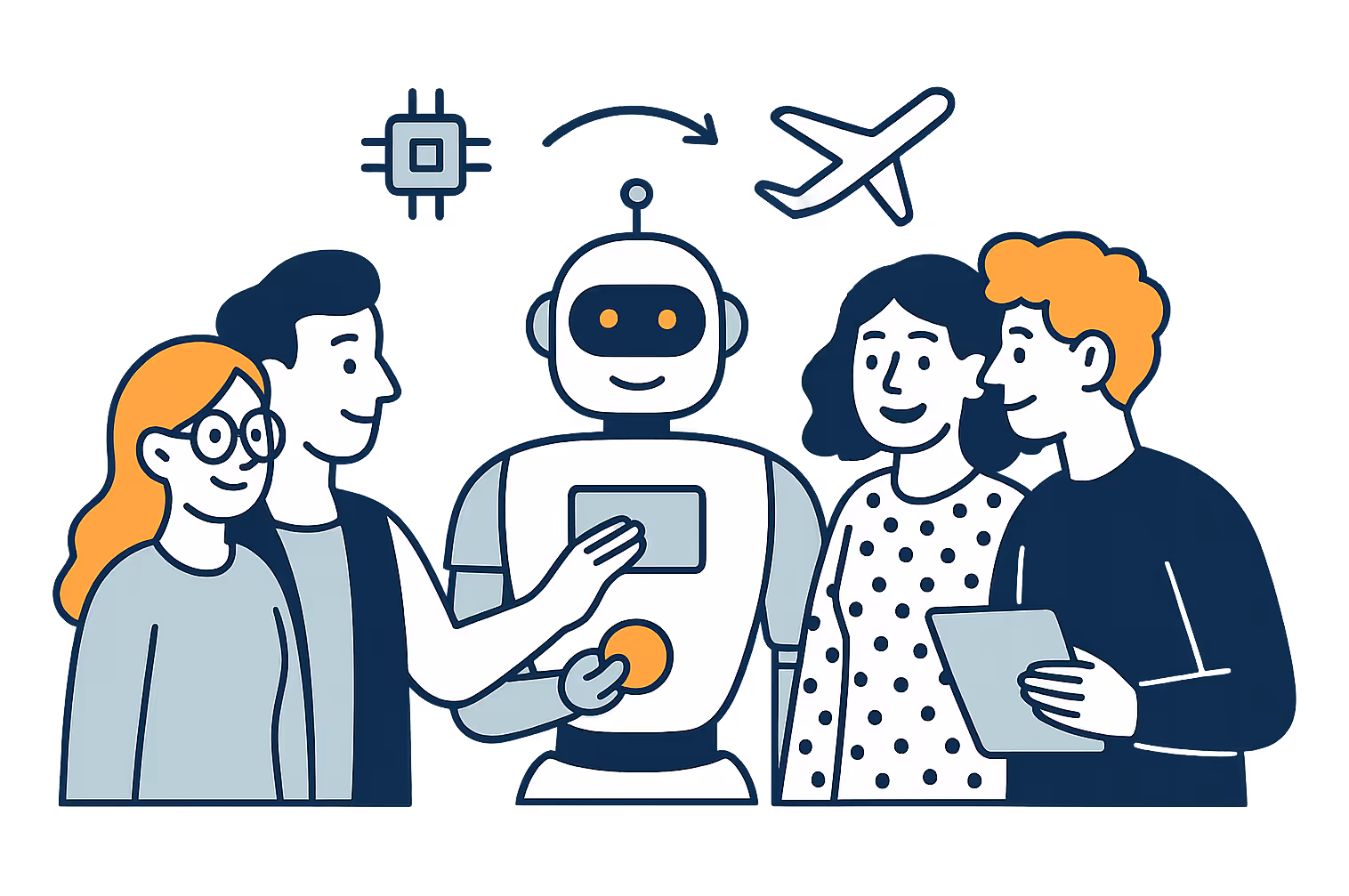 The team working together with AI to solve challenges.