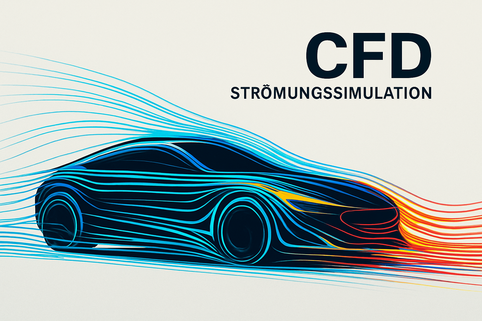 Illustration showing CFD flow simulation for engineering analysis in mechanical and automotive applications.