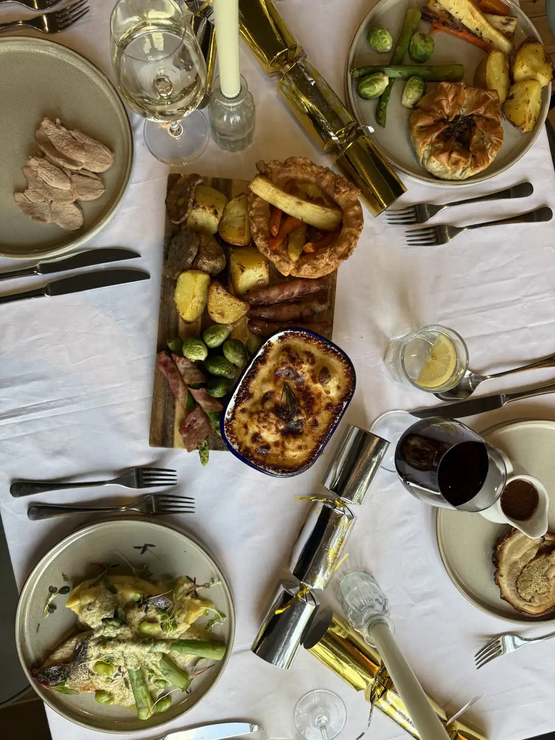 Christmas dinner spread at The Greyhound Kew