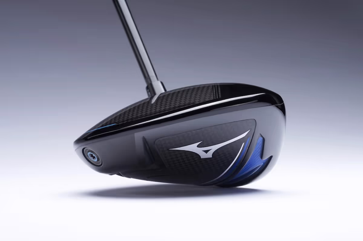 Front view of the Mizuno ST-MAX 230 Driver against a white background, highlighting the clubhead and bottom part of the club shaft.