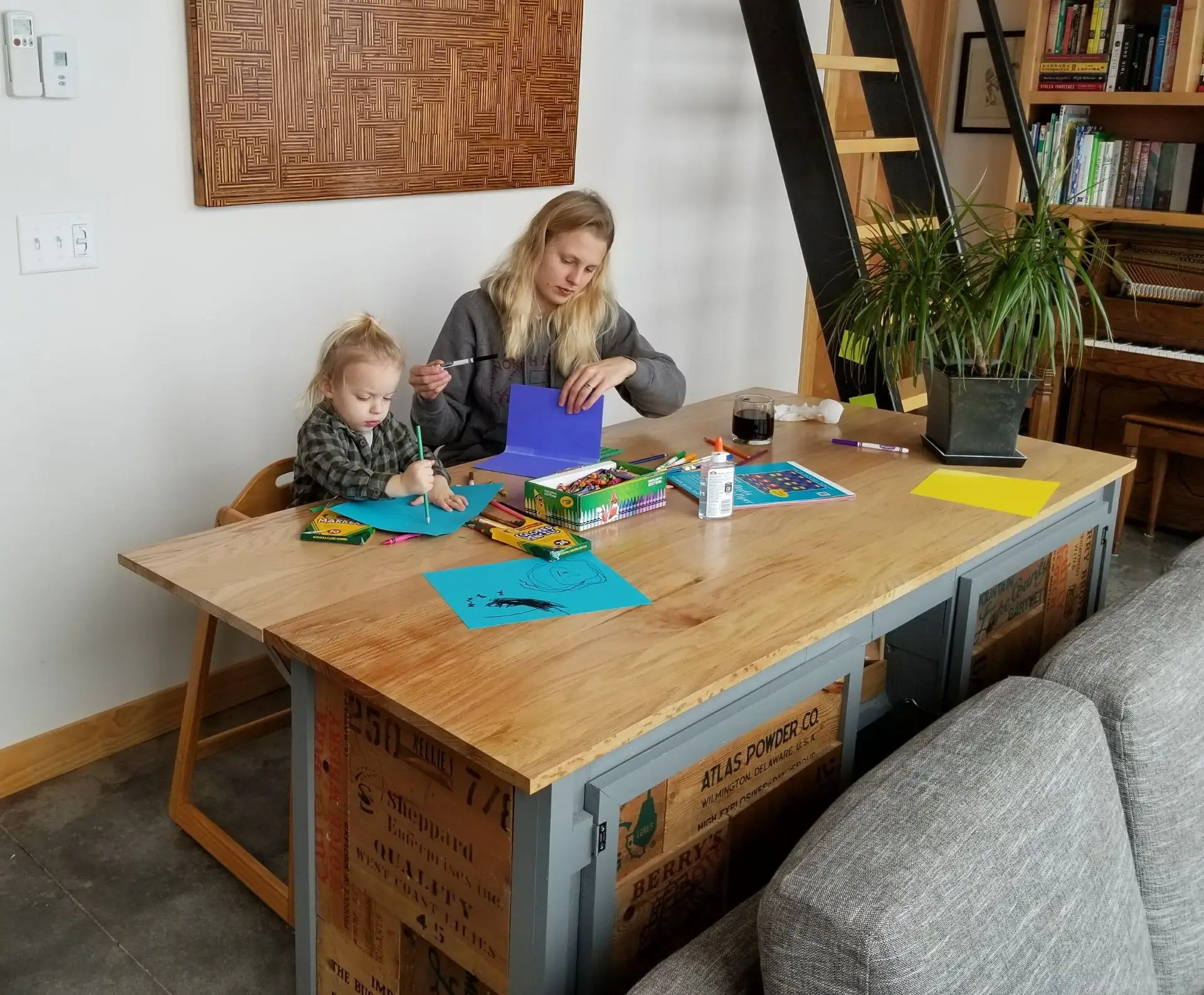 Mom and daughter learning together and doing homeschool activities