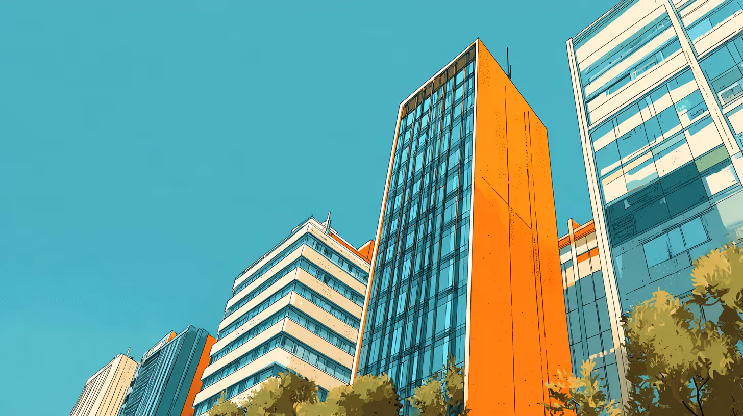 Beautiful office building cartoon