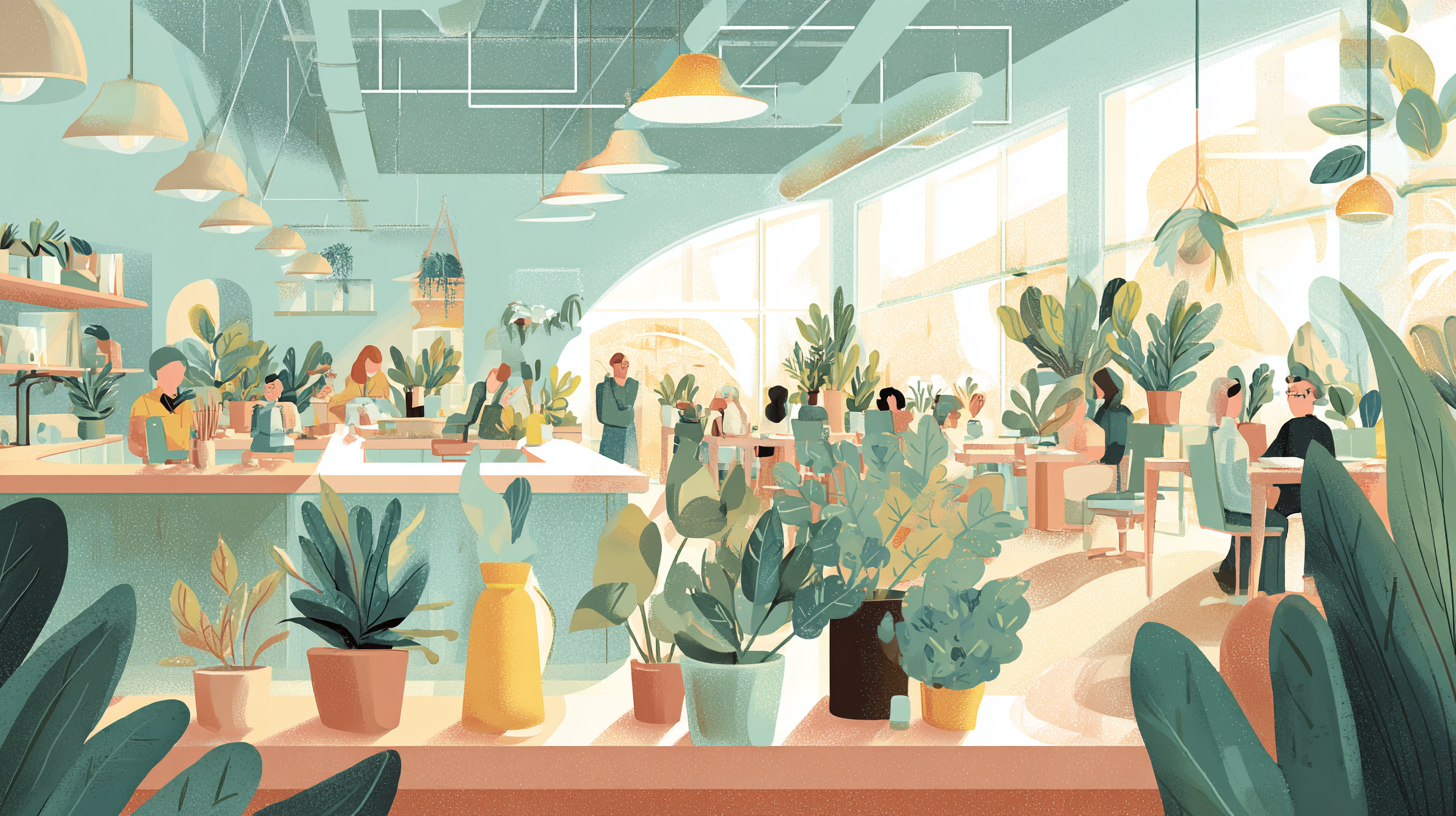 office full of plants and greenery