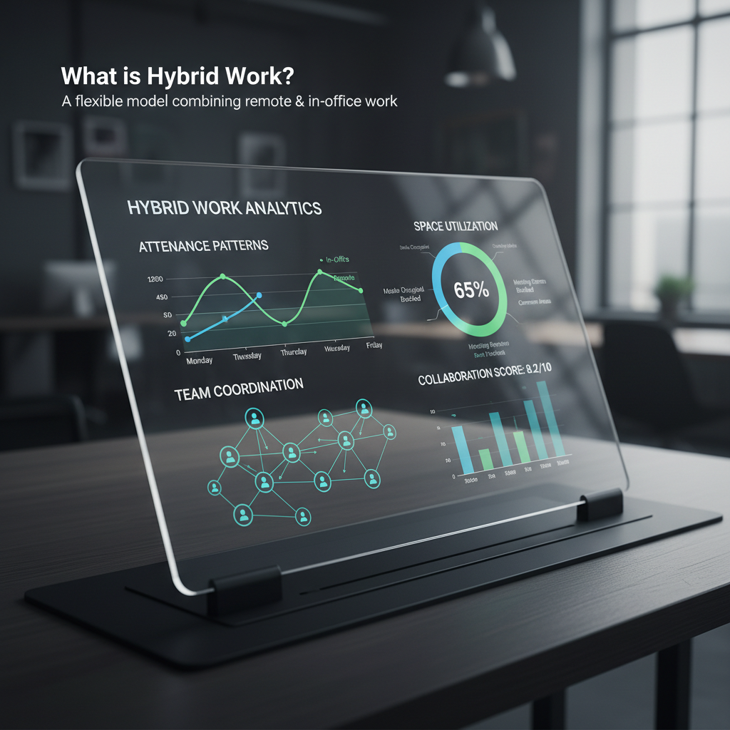 What is hybrid work technology dashboard showing workplace analytics and coordination tools