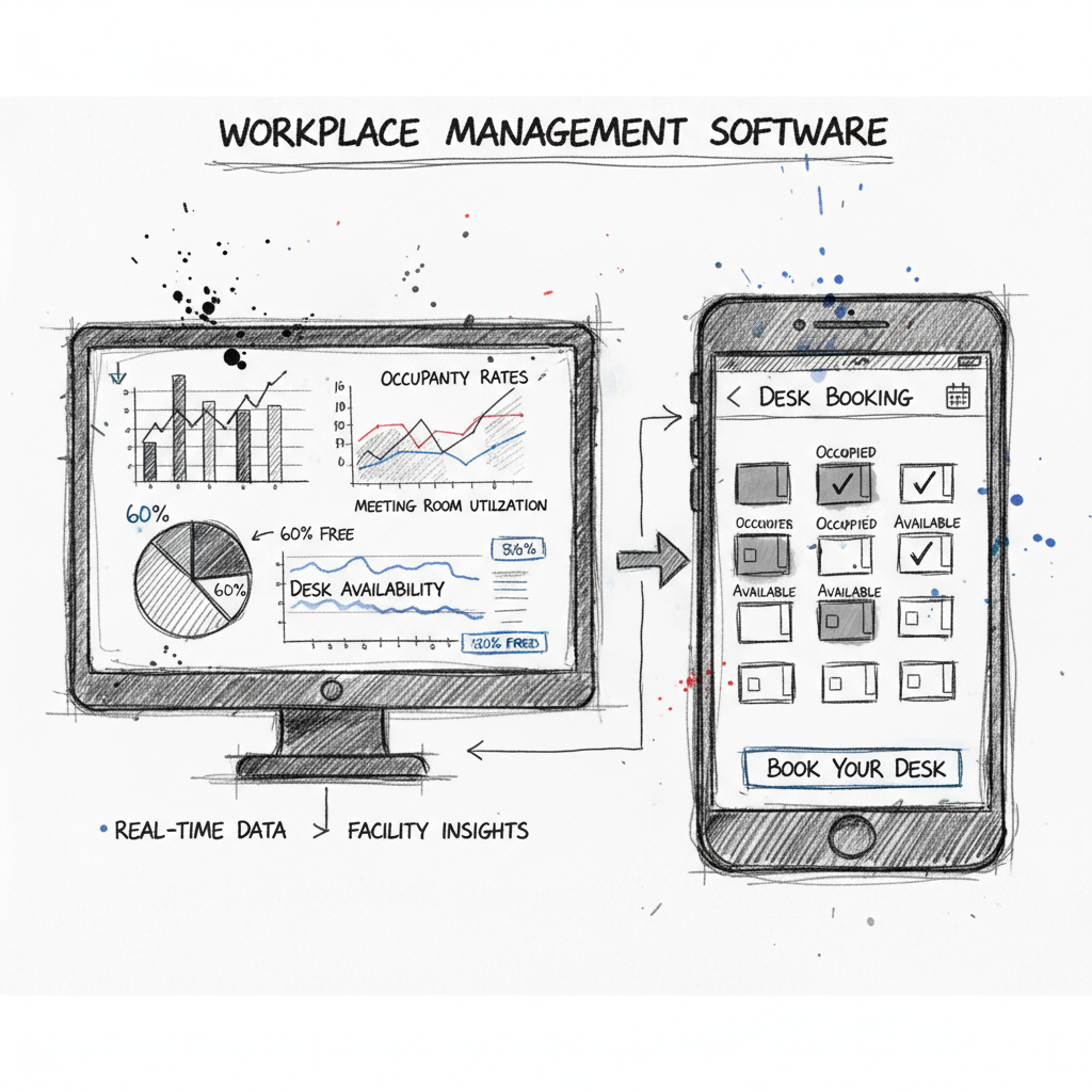 workplace management software analytics dashboard showing space utilization data