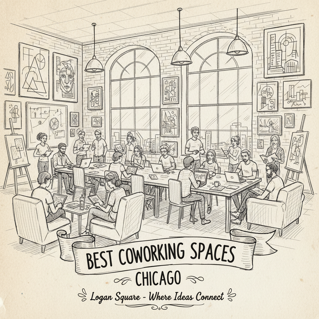 Best coworking spaces Chicago Logan Square creative workspace with community atmosphere