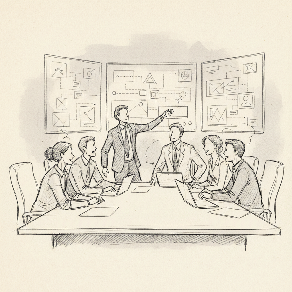 workplace experience platform facilitating team collaboration in modern conference room