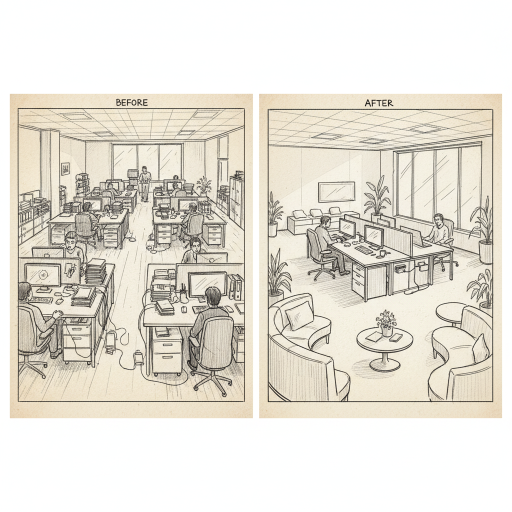 space optimization implementation showing workspace transformation results