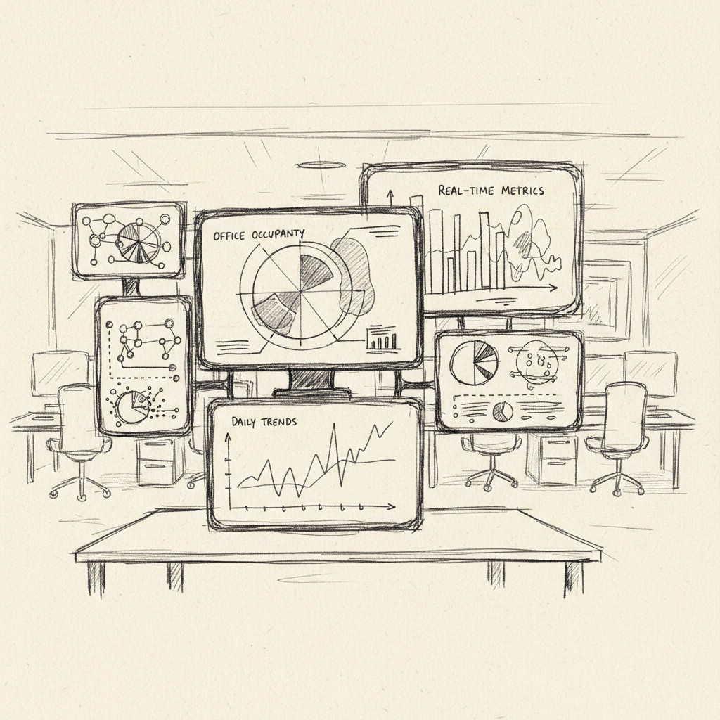 office orchestration platform analytics dashboard displaying workplace insights