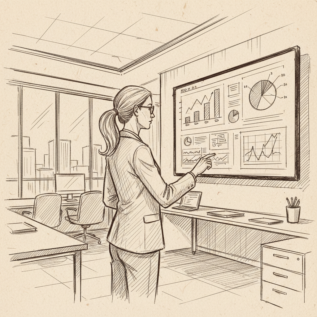 Corporate real estate leader analyzing workplace intelligence platform dashboard data