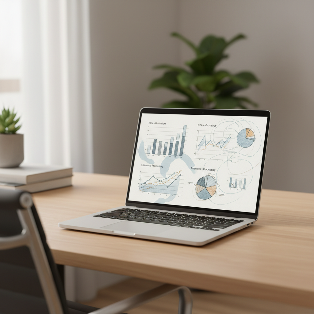 Workplace portfolio management dashboard showing utilization data and attendance forecasting