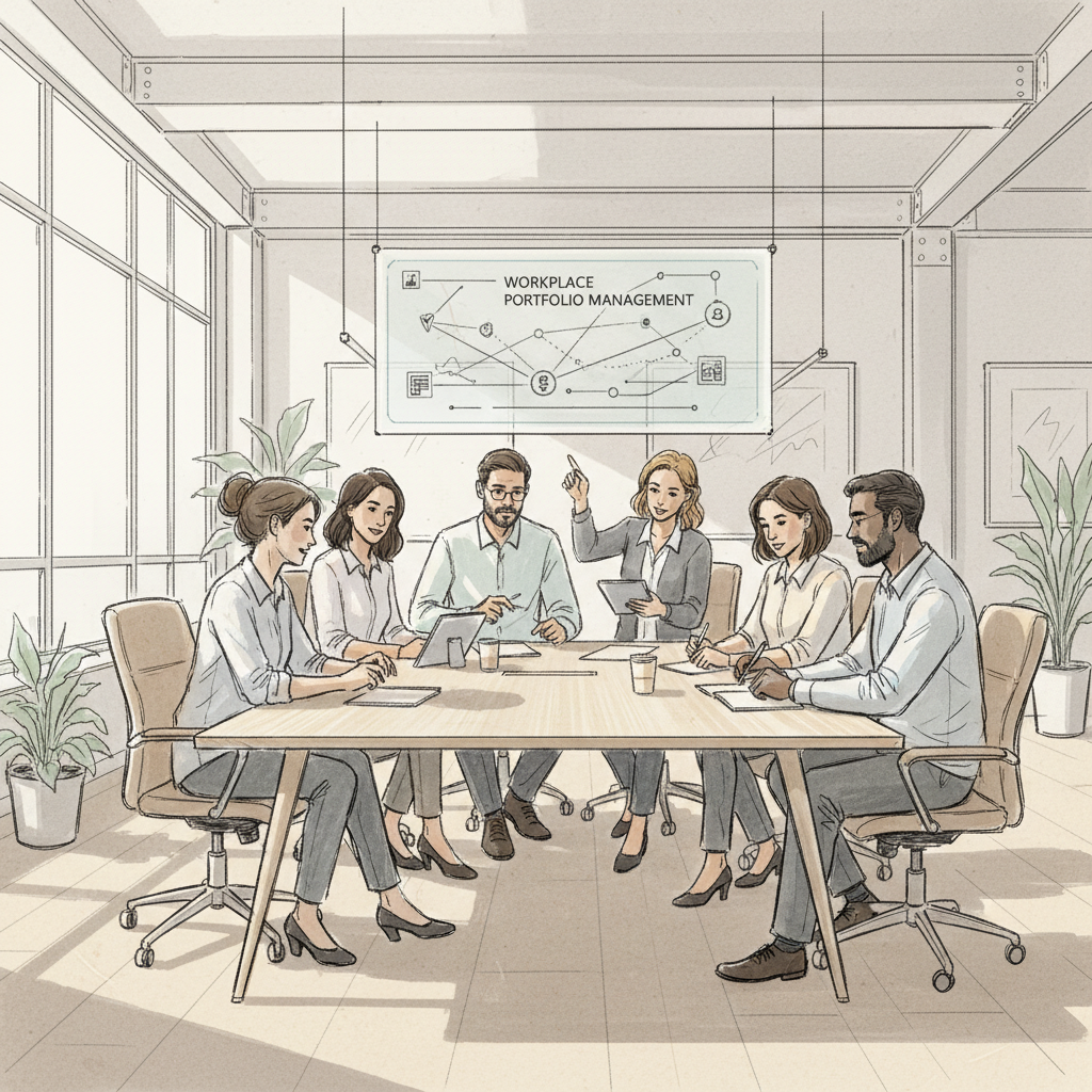 Team collaboration in a well-managed workplace portfolio environment