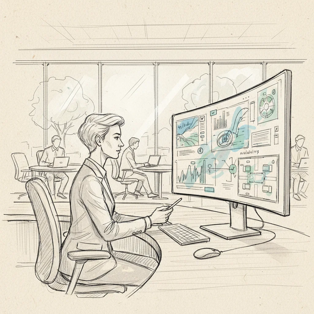 corporate real estate leader analyzing hot desking software utilization data and space optimization metrics