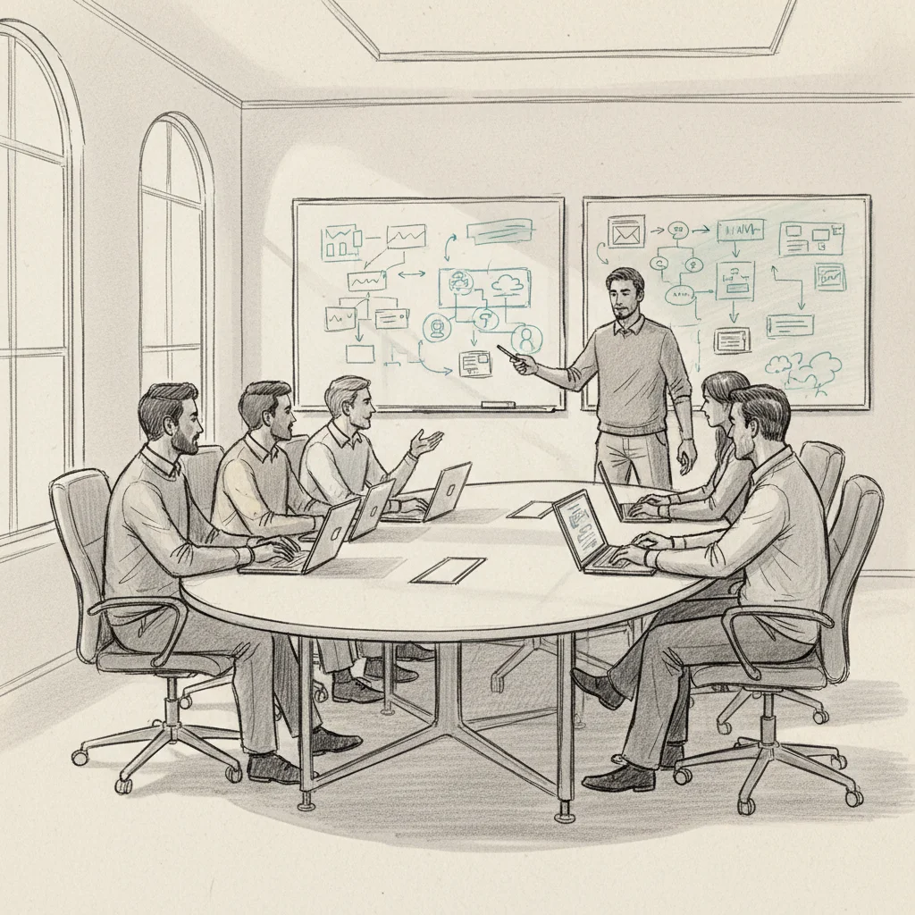 team co-attendance meeting illustrating hybrid work best practices for collaboration