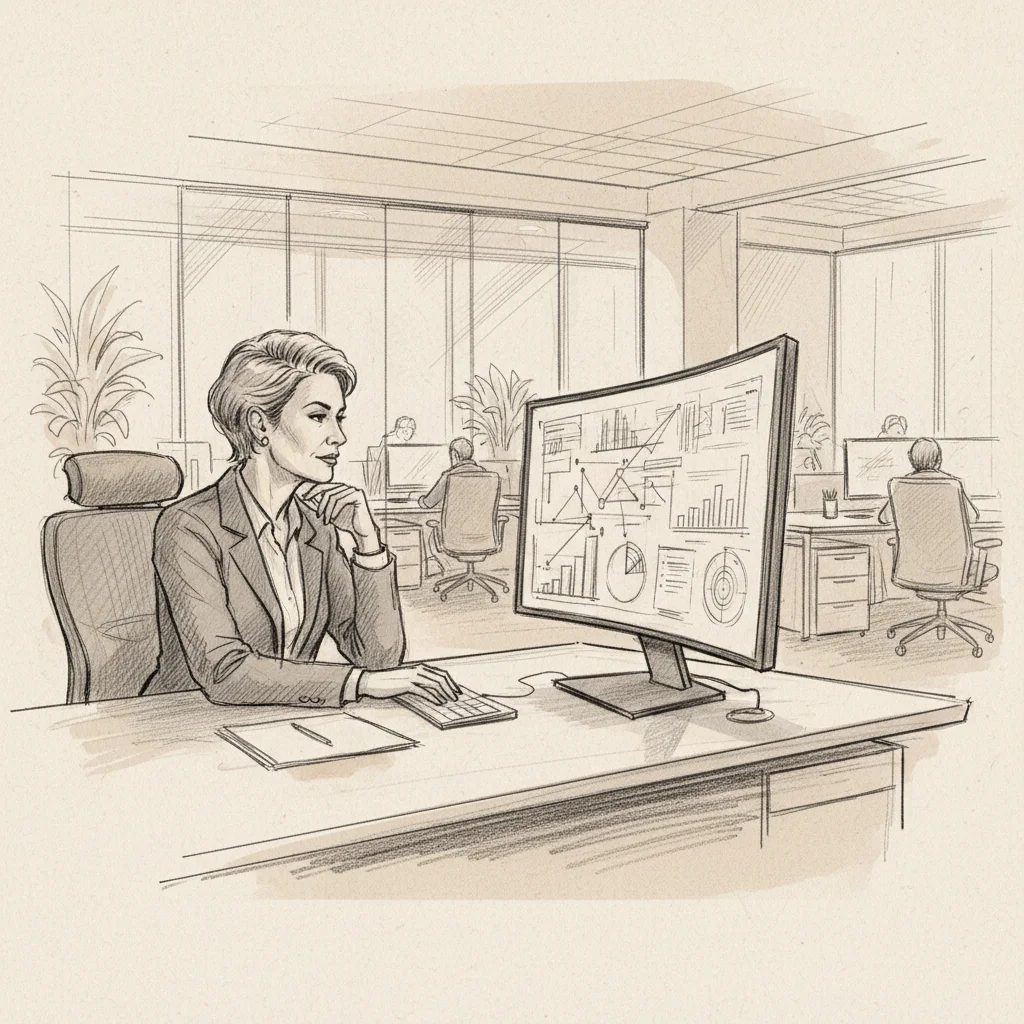corporate real estate leader analyzing office solutions and utilization data for portfolio optimization