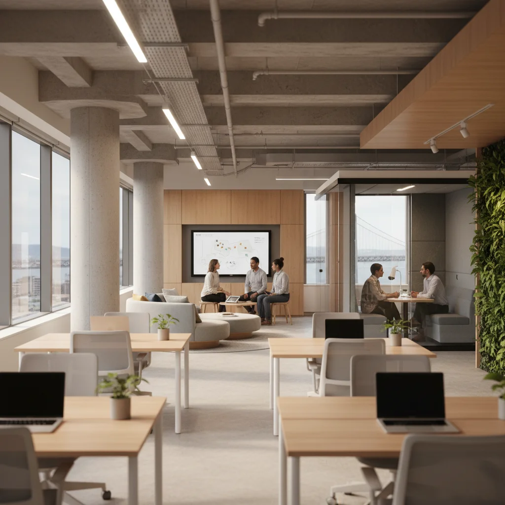 hybrid office space in san francisco with flexible desk arrangements