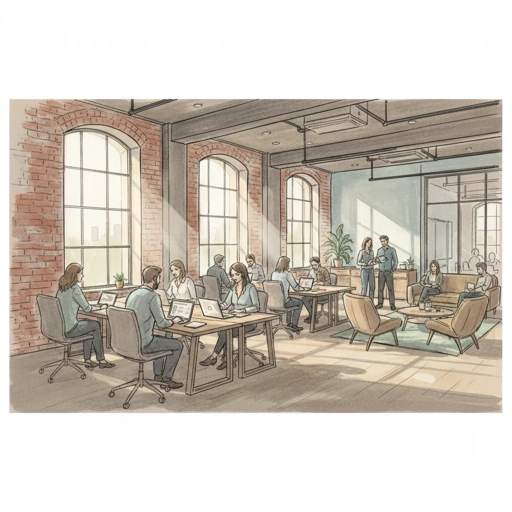 flexible coworking office space in boston with modern interior design