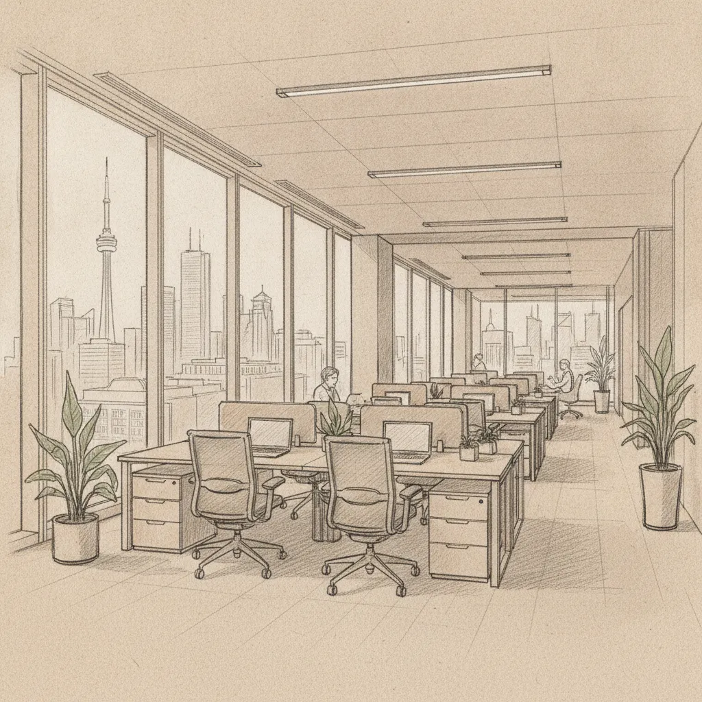 modern office space in Toronto with open-plan collaborative workstations