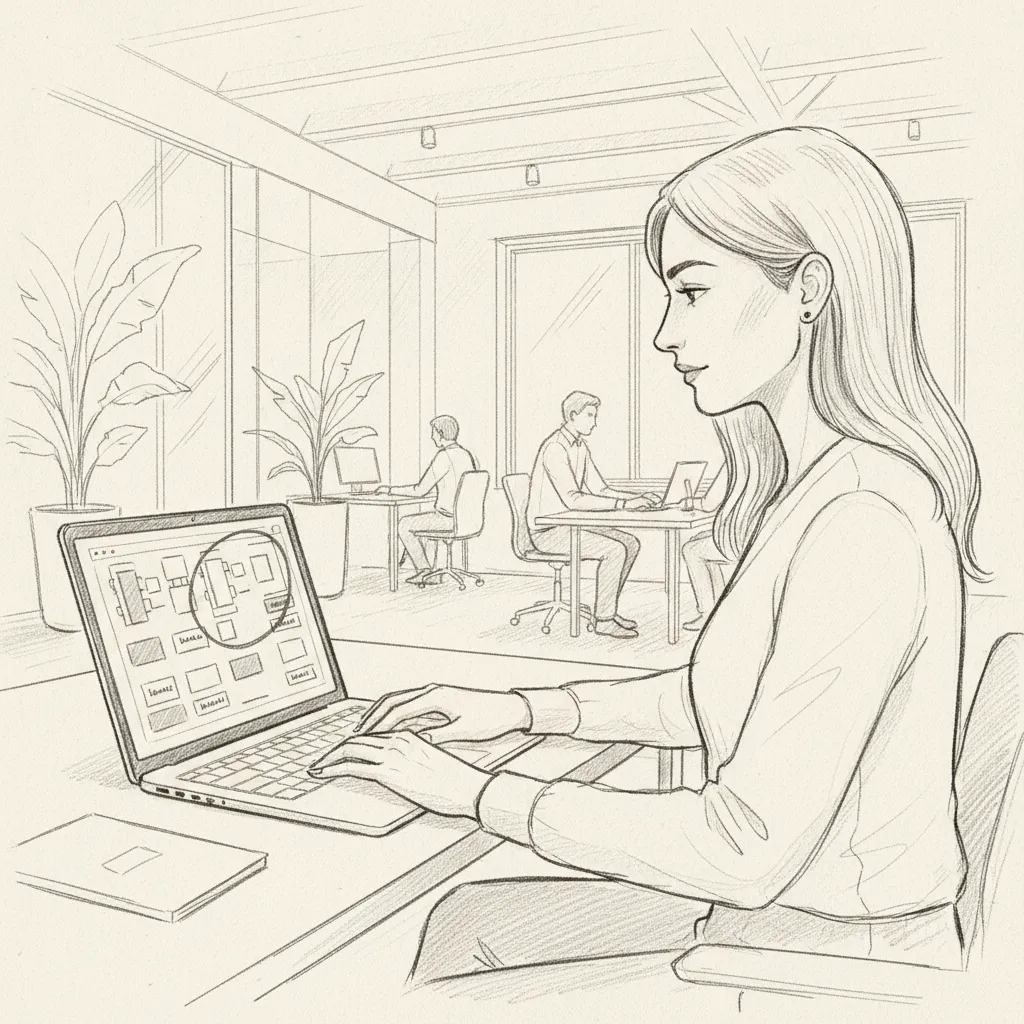 employee using a workplace platform to book flexible workspace near me on a laptop